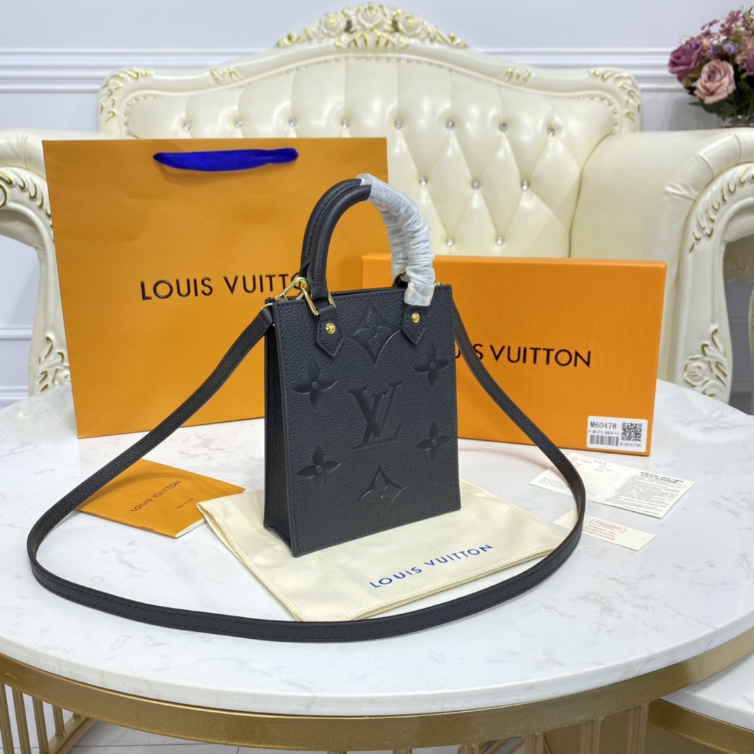 Louis Vuitton PETIT SAC PLAT Handbag Monogram Empreinte M80478 Black